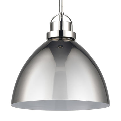 Atlas Lighting Somerville 12in 1-Light Pendant | Polished Nickel Metal Dome | Kitchen Island & Dining Room | 12 x 12 x 12 in | Model CL11828-NK