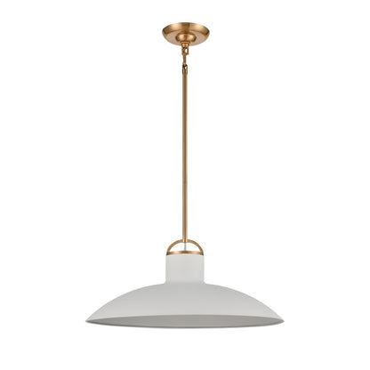 Atlas Lighting Surf 20in 1-Light Pendant | Modern Textured White and Satin Brass Metal | Kitchen Island & Dining Room | Model CL11831-WH