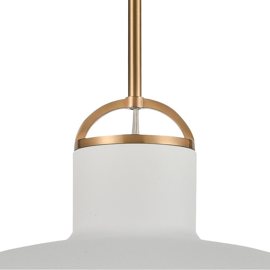 Atlas Lighting Surf 20in 1-Light Pendant | Modern Textured White and Satin Brass Metal | Kitchen Island & Dining Room | Model CL11831-WH