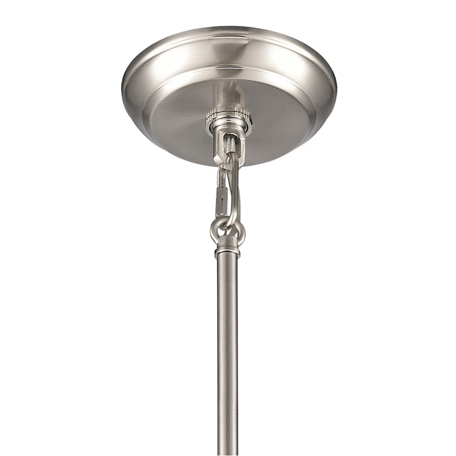 Atlas Lighting Sven 12in 1-Light Pendant | Transitional Satin Nickel and White Glass | Kitchen Island & Dining Room | Model CL11832-NK