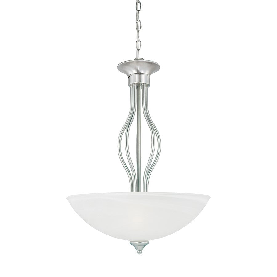 Atlas Lighting Tahoe 20in 3-Light Pendant | Traditional Brushed Nickel and White Frosted Glass | Dining Room & Kitchen Island | Model CL11833-NK