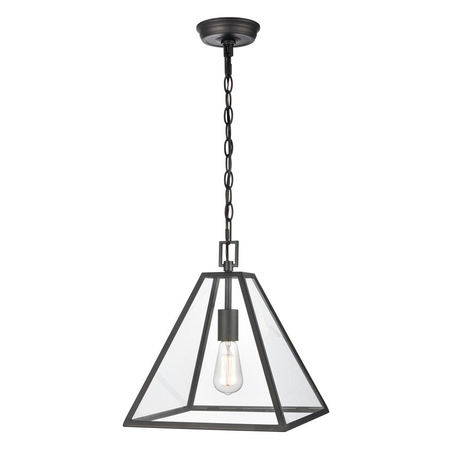 Atlas Lighting Tangent 12in 1-Light Pendant | Modern Matte Black and Clear Glass | Kitchen Island & Dining Room | Model CL11834-BK