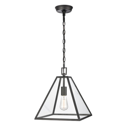 Atlas Lighting Tangent 12in 1-Light Pendant | Modern Matte Black and Clear Glass | Kitchen Island & Dining Room | Model CL11834-BK