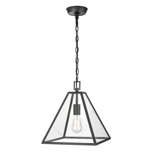 Atlas Lighting Tangent 12in 1-Light Pendant | Modern Matte Black and Clear Glass | Kitchen Island & Dining Room | Model CL11834-BK