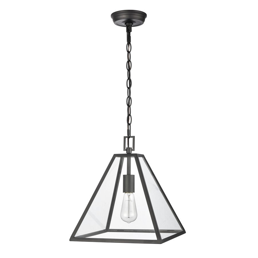 Atlas Lighting Tangent 12in 1-Light Pendant | Modern Matte Black and Clear Glass | Kitchen Island & Dining Room | Model CL11834-BK