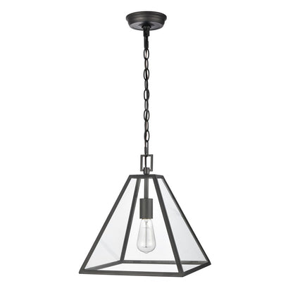 Atlas Lighting Tangent 12in 1-Light Pendant | Modern Matte Black and Clear Glass | Kitchen Island & Dining Room | Model CL11834-BK