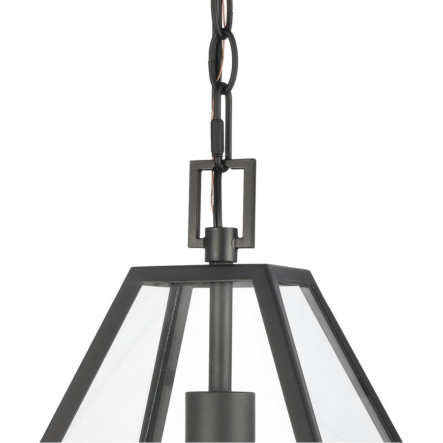 Atlas Lighting Tangent 12in 1-Light Pendant | Modern Matte Black and Clear Glass | Kitchen Island & Dining Room | Model CL11834-BK