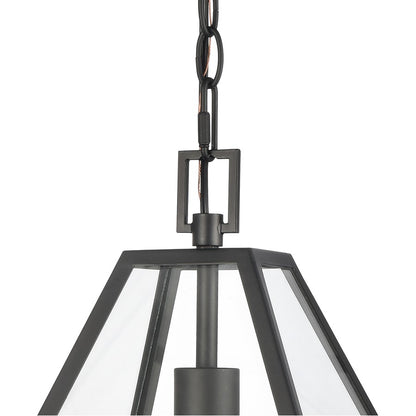 Atlas Lighting Tangent 12in 1-Light Pendant | Modern Matte Black and Clear Glass | Kitchen Island & Dining Room | Model CL11834-BK