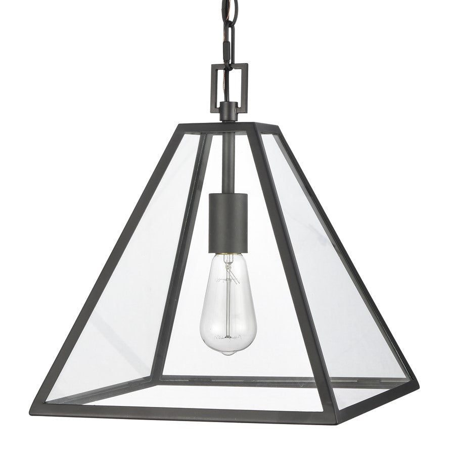 Atlas Lighting Tangent 12in 1-Light Pendant | Modern Matte Black and Clear Glass | Kitchen Island & Dining Room | Model CL11834-BK