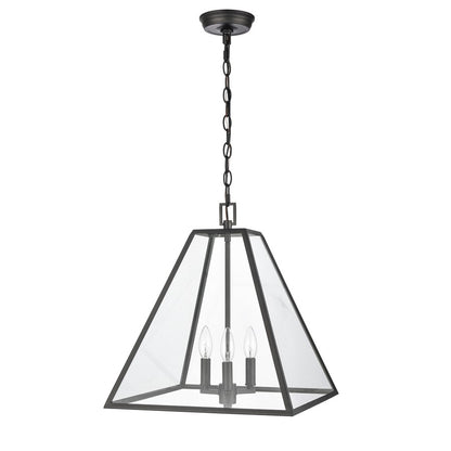 Atlas Lighting Tangent 16in 3-Light Pendant | Modern Matte Black and Clear Glass | Kitchen Island & Dining Room | 16 x 16 x 17.5 in | Model CL11835-BK