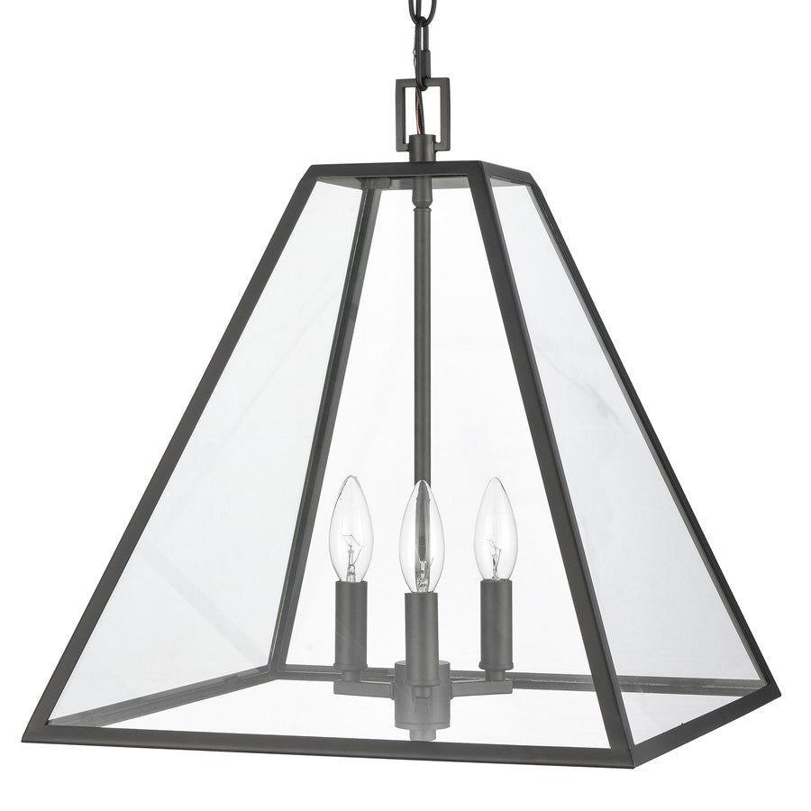 Atlas Lighting Tangent 16in 3-Light Pendant | Modern Matte Black and Clear Glass | Kitchen Island & Dining Room | 16 x 16 x 17.5 in | Model CL11835-BK
