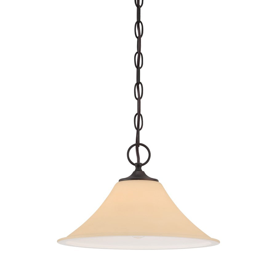 Atlas Lighting Treme 13in 1-Light Pendant | Traditional Espresso and Amber Glass | Kitchen Island & Dining Room | 13 x 13 x 13 in | Model CL11836-BN