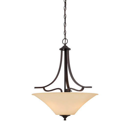 Atlas Lighting Treme 20in 3-Light Pendant | Traditional Espresso and Amber Glass | Kitchen Island & Dining Room | 20 x 20 x 20 in | Model CL11837-BN
