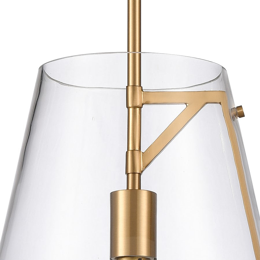 Atlas Lighting Trustle 11in 1-Light Pendant | Modern Industrial Satin Brass and Clear Glass | Kitchen Island & Dining Room | Model CL11839-BS