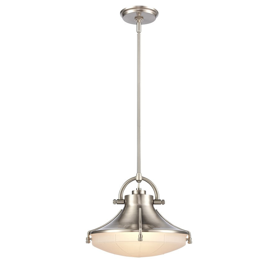 Atlas Lighting Urbanite CL11840-NK 13in 1-Light Pendant | Transitional Satin Nickel and Frosted Glass | Kitchen Island & Dining | Model CL11840-NK