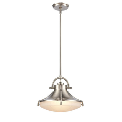 Atlas Lighting Urbanite CL11840-NK 13in 1-Light Pendant | Transitional Satin Nickel and Frosted Glass | Kitchen Island & Dining | Model CL11840-NK