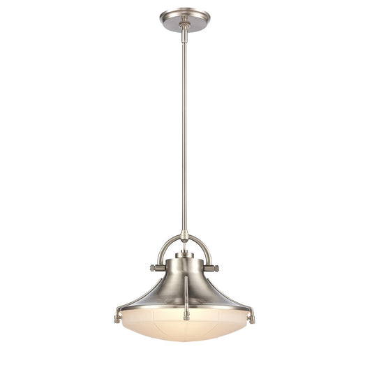 Atlas Lighting Urbanite CL11840-NK 13in 1-Light Pendant | Transitional Satin Nickel and Frosted Glass | Kitchen Island & Dining | Model CL11840-NK