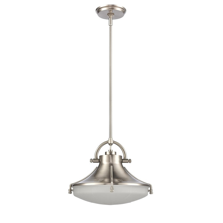 Atlas Lighting Urbanite CL11840-NK 13in 1-Light Pendant | Transitional Satin Nickel and Frosted Glass | Kitchen Island & Dining | Model CL11840-NK
