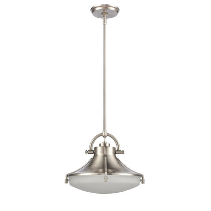Atlas Lighting Urbanite CL11840-NK 13in 1-Light Pendant | Transitional Satin Nickel and Frosted Glass | Kitchen Island & Dining | Model CL11840-NK