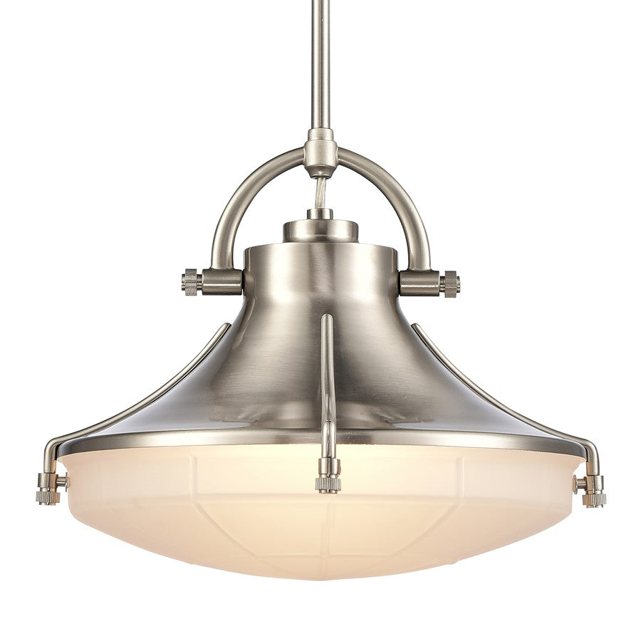 Atlas Lighting Urbanite CL11840-NK 13in 1-Light Pendant | Transitional Satin Nickel and Frosted Glass | Kitchen Island & Dining | Model CL11840-NK