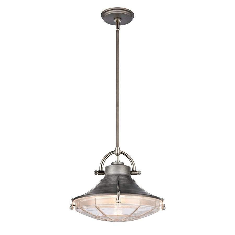 Atlas Lighting Urbanite 13in 1-Light Pendant | Industrial Weathered Zinc and Clear Glass | Kitchen Island & Dining Room | Model CL11840-SV