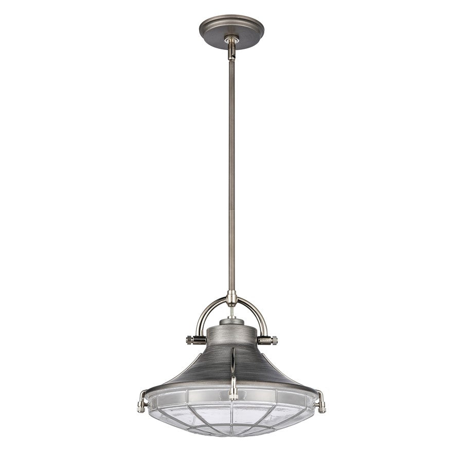 Atlas Lighting Urbanite 13in 1-Light Pendant | Industrial Weathered Zinc and Clear Glass | Kitchen Island & Dining Room | Model CL11840-SV