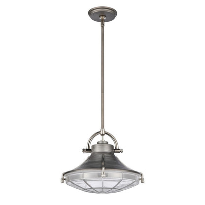 Atlas Lighting Urbanite 13in 1-Light Pendant | Industrial Weathered Zinc and Clear Glass | Kitchen Island & Dining Room | Model CL11840-SV
