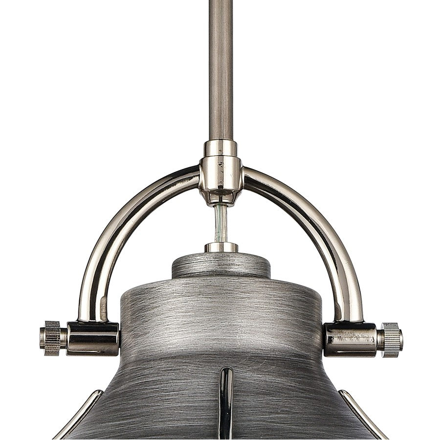 Atlas Lighting Urbanite 13in 1-Light Pendant | Industrial Weathered Zinc and Clear Glass | Kitchen Island & Dining Room | Model CL11840-SV