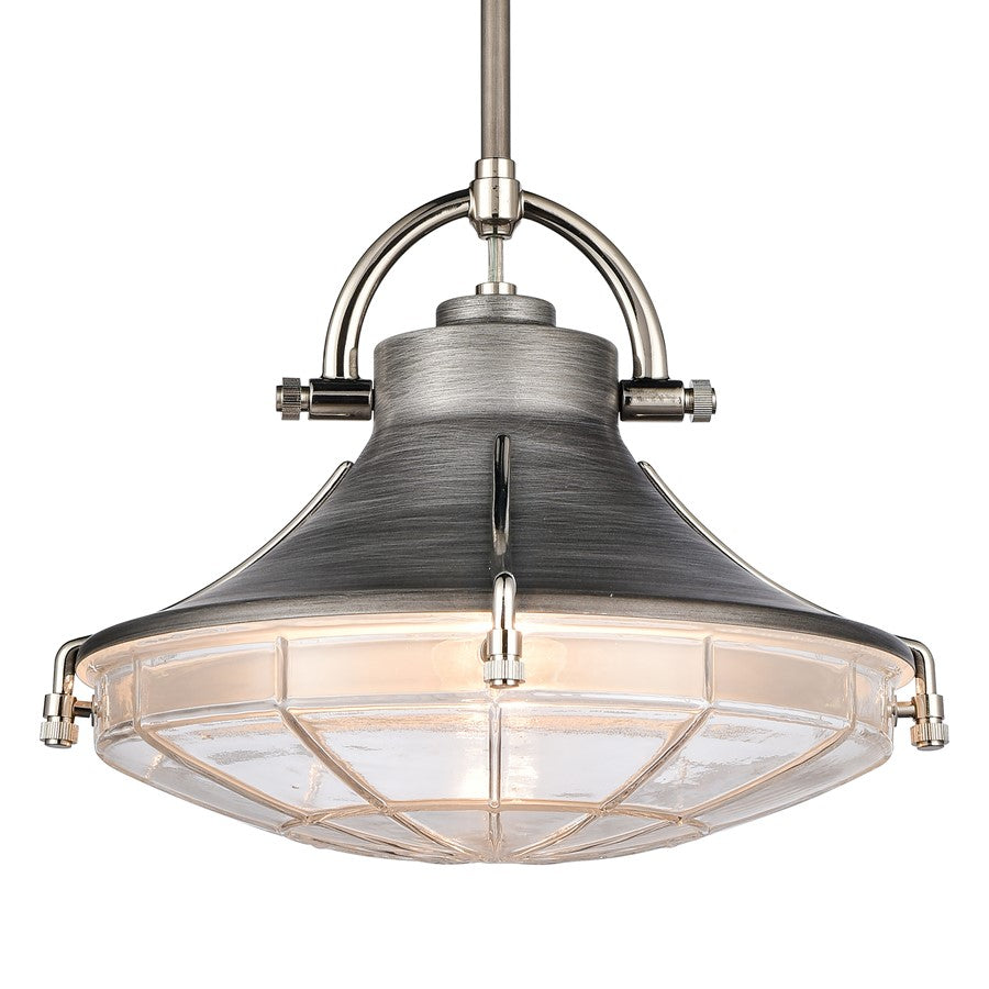 Atlas Lighting Urbanite 13in 1-Light Pendant | Industrial Weathered Zinc and Clear Glass | Kitchen Island & Dining Room | Model CL11840-SV