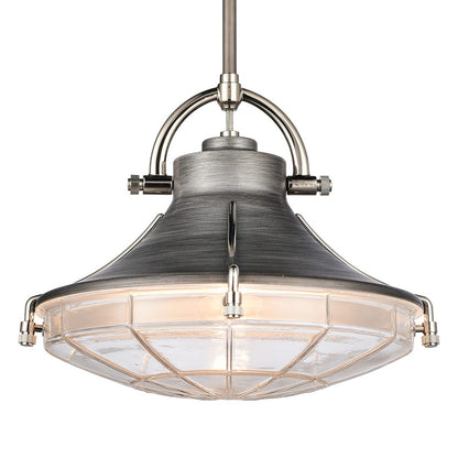 Atlas Lighting Urbanite 13in 1-Light Pendant | Industrial Weathered Zinc and Clear Glass | Kitchen Island & Dining Room | Model CL11840-SV