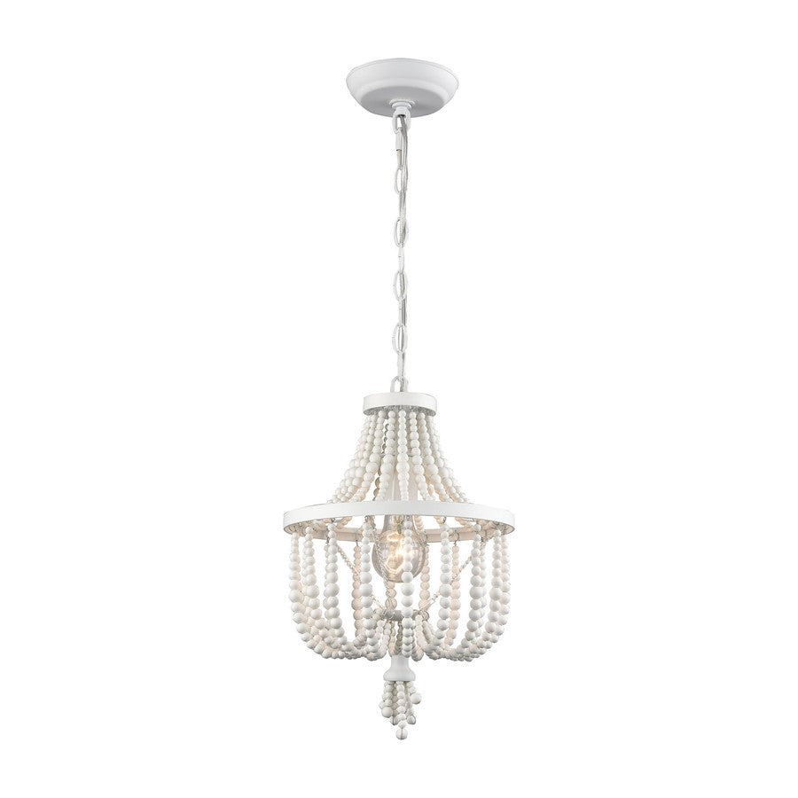 Atlas Lighting Virgin Queen 10in 1-Light Mini Pendant | Transitional White and Wood/Bamboo | Kitchen Island & Dining Room | Model CL11843-WH