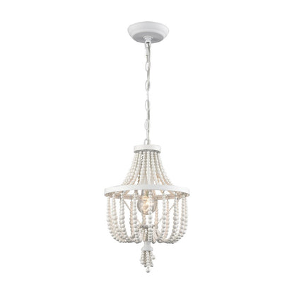 Atlas Lighting Virgin Queen 10in 1-Light Mini Pendant | Transitional White and Wood/Bamboo | Kitchen Island & Dining Room | Model CL11843-WH
