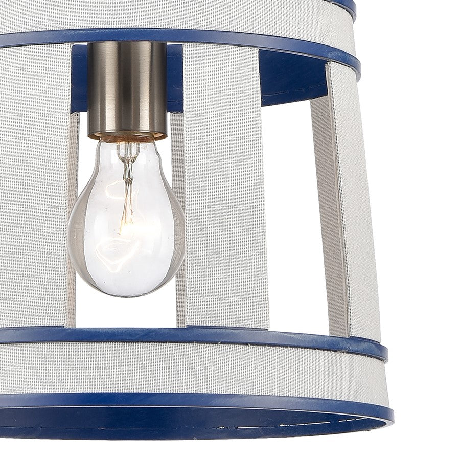 Atlas Lighting White Burlap 10in 1-Light Pendant | Coastal Ocean Blue and White Burlap | Kitchen Island & Dining Room | Model CL11845-WH