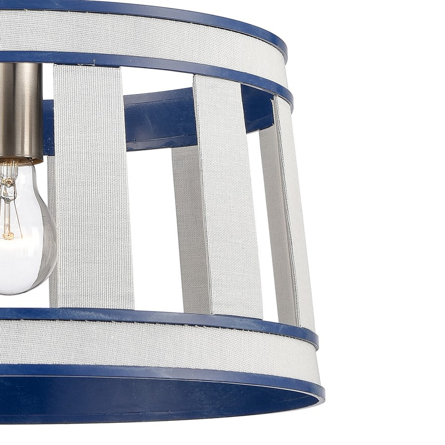 Atlas Lighting White Burlap 14in 1-Light Pendant | Coastal White and Ocean Blue Burlap Shade | Kitchen Island & Dining Room | Model CL11846-WH