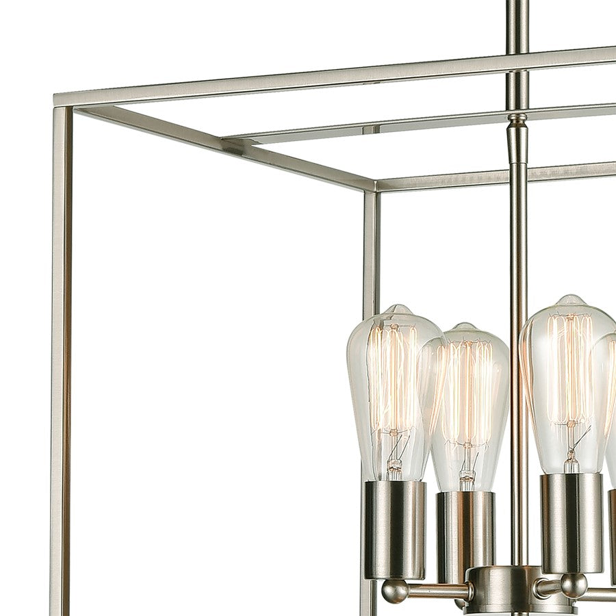 Atlas Lighting Williamsport 17in 8-Light Pendant | Transitional Brushed Nickel Metal | Kitchen Island & Dining Room | Model CL11847-NK