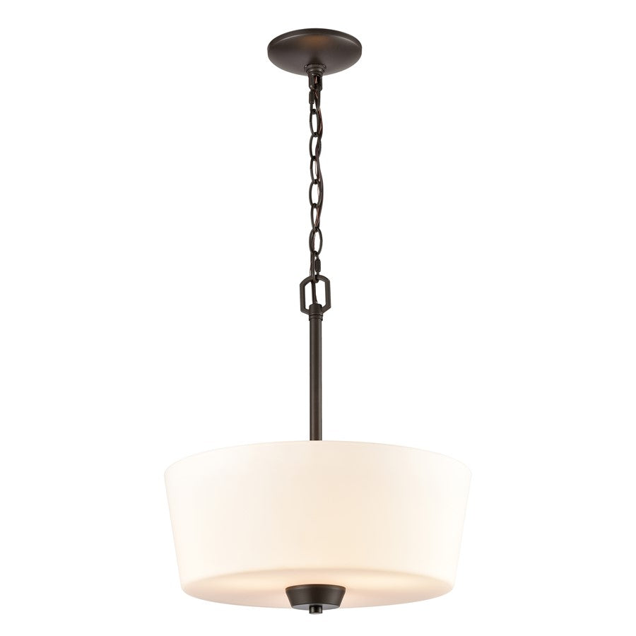 Atlas Lighting Winslow 15in 3-Light Pendant | Traditional Oil Rubbed Bronze and White Frosted Glass | Kitchen Island & Dining Room | Model CL11848-BZ