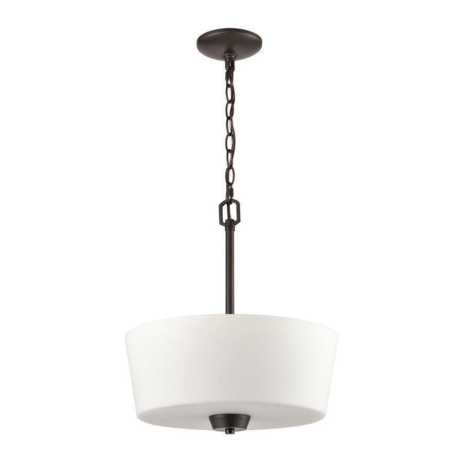 Atlas Lighting Winslow 15in 3-Light Pendant | Traditional Oil Rubbed Bronze and White Frosted Glass | Kitchen Island & Dining Room | Model CL11848-BZ