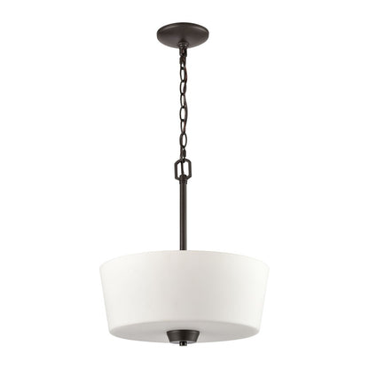 Atlas Lighting Winslow 15in 3-Light Pendant | Traditional Oil Rubbed Bronze and White Frosted Glass | Kitchen Island & Dining Room | Model CL11848-BZ