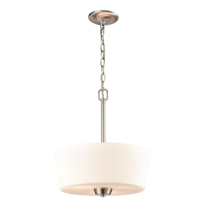 Atlas Lighting Winslow 15in 3-Light Pendant | Traditional Brushed Nickel and White Frosted Glass | Kitchen Island & Dining Room | Model CL11848-NK