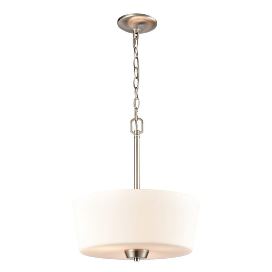 Atlas Lighting Winslow 15in 3-Light Pendant | Traditional Brushed Nickel and White Frosted Glass | Kitchen Island & Dining Room | Model CL11848-NK