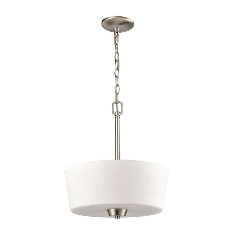 Atlas Lighting Winslow 15in 3-Light Pendant | Traditional Brushed Nickel and White Frosted Glass | Kitchen Island & Dining Room | Model CL11848-NK