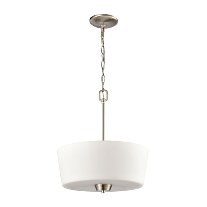 Atlas Lighting Winslow 15in 3-Light Pendant | Traditional Brushed Nickel and White Frosted Glass | Kitchen Island & Dining Room | Model CL11848-NK