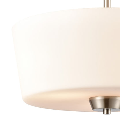 Atlas Lighting Winslow 15in 3-Light Pendant | Traditional Brushed Nickel and White Frosted Glass | Kitchen Island & Dining Room | Model CL11848-NK