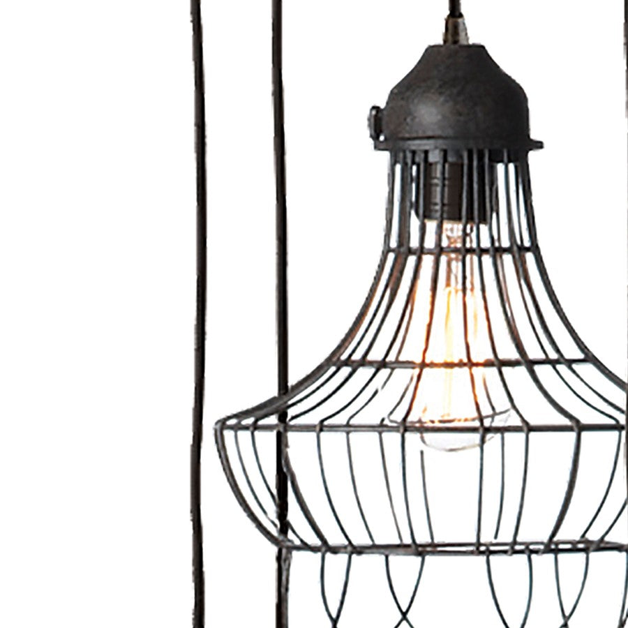 Atlas Lighting Wire 15in 5-Light Pendant | Transitional Oil Rubbed Bronze and Black Metal Lantern | Kitchen Island & Dining Room | Model CL11849-BK