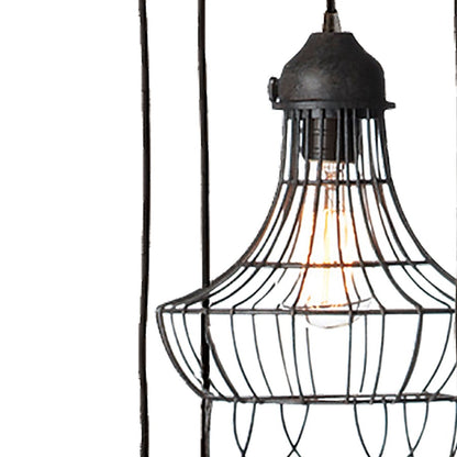 Atlas Lighting Wire 15in 5-Light Pendant | Transitional Oil Rubbed Bronze and Black Metal Lantern | Kitchen Island & Dining Room | Model CL11849-BK