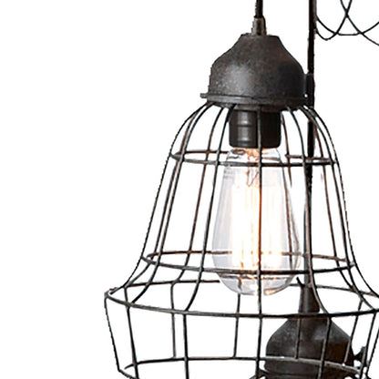 Atlas Lighting Wire 15in 5-Light Pendant | Transitional Oil Rubbed Bronze and Black Metal Lantern | Kitchen Island & Dining Room | Model CL11849-BK