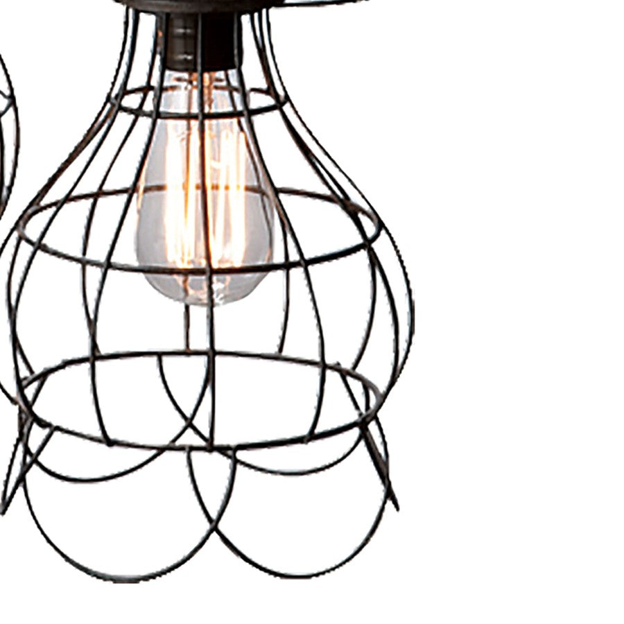 Atlas Lighting Wire 15in 5-Light Pendant | Transitional Oil Rubbed Bronze and Black Metal Lantern | Kitchen Island & Dining Room | Model CL11849-BK