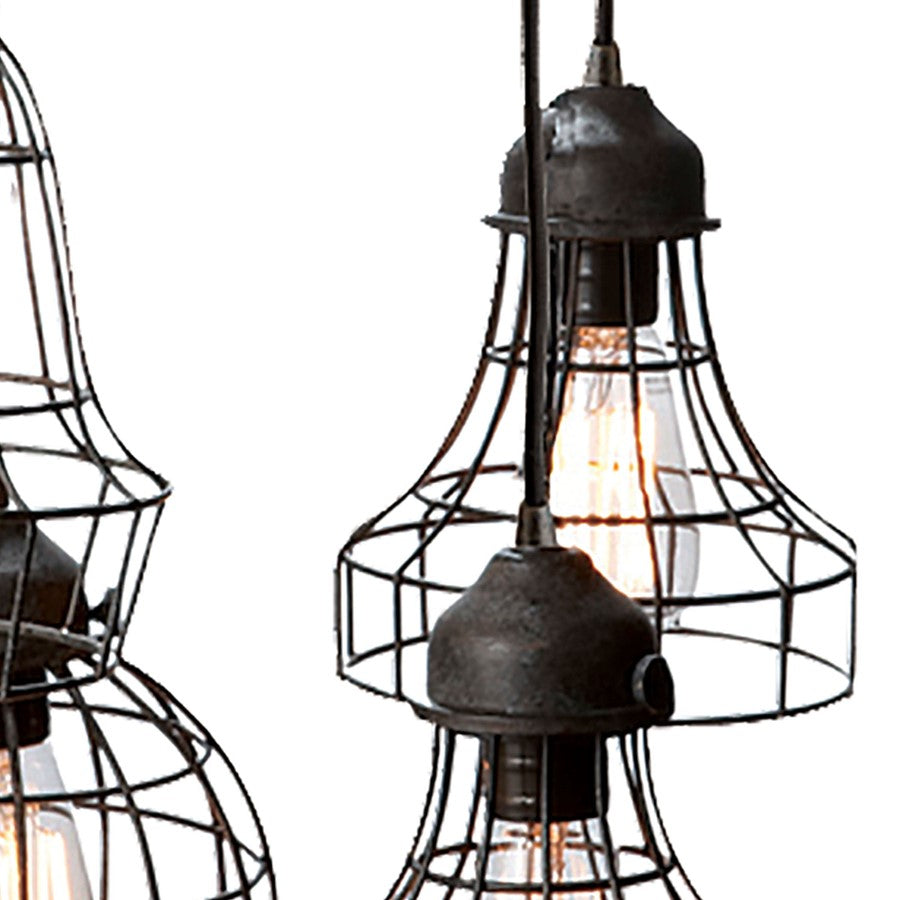 Atlas Lighting Wire 15in 5-Light Pendant | Transitional Oil Rubbed Bronze and Black Metal Lantern | Kitchen Island & Dining Room | Model CL11849-BK