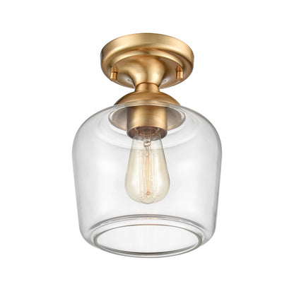 Atlas Lighting Agnes 8in 1-Light Semi-Flush Mount | Transitional Satin Brass and Clear Glass | Hallway & Entryway | 10.5in H | Model CL11854-BS