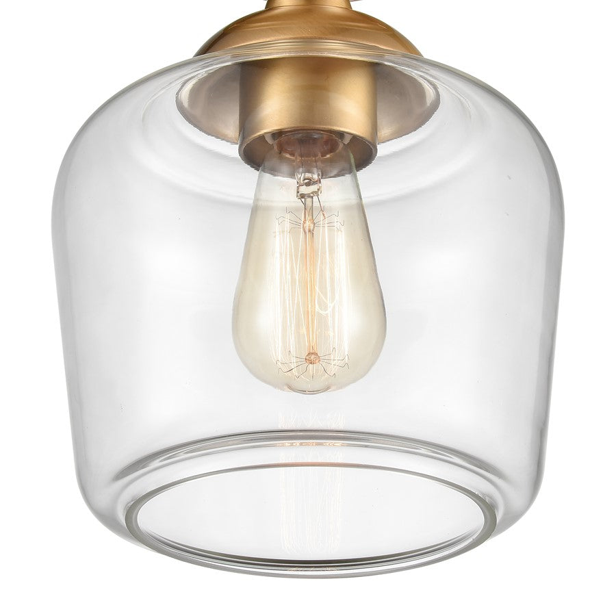 Atlas Lighting Agnes 8in 1-Light Semi-Flush Mount | Transitional Satin Brass and Clear Glass | Hallway & Entryway | 10.5in H | Model CL11854-BS